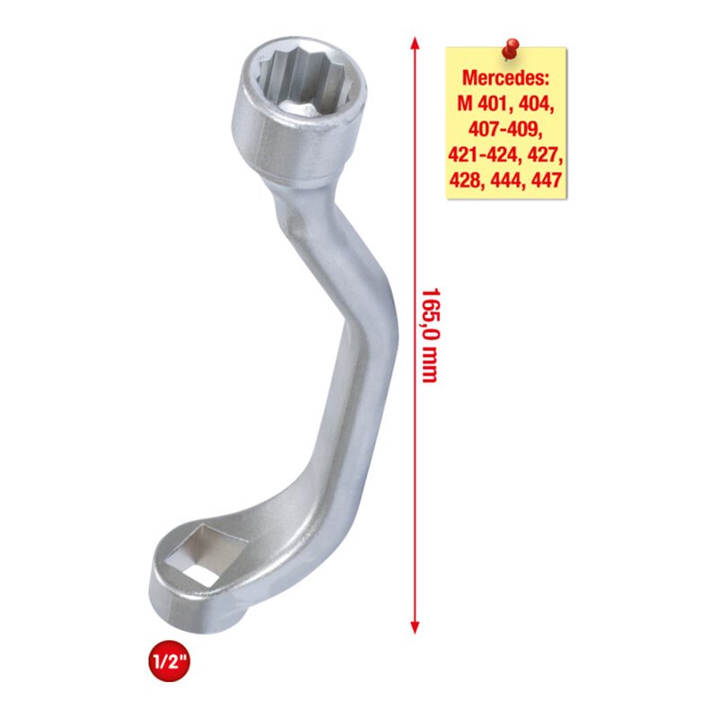 KS Tools 1/2 Zoll Zylinderkopf-Schlüssel Mercedes 12-kant SW 17