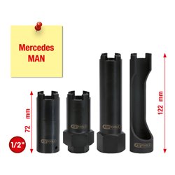 KS Tools Druckschrauben-Zapfenstecknuss-Satz für Mercedes und MAN, 4-tlg