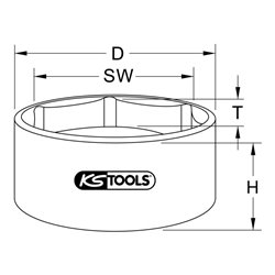 KS Tools 3/4 Zoll Achsmuttern-Schlüssel Volvo 80x6-kant