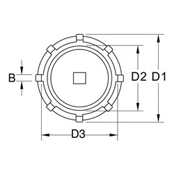 KS Tools 3/4 Zoll Nutmuttern-Schlüssel mit 6 Zapfen für Mercedes