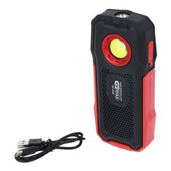 KS Tools Mobile Werkstatt-Handlampe, 500 Lumen, mit Bluetooth Lautsprecher, knickbar