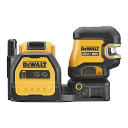 DEWALT 5 Punkt Kreuzlinien-Laser grün (1 x H / 1 x V / Lot oben & unten / 3 x H Punkte) inkl. 18V / 2Ah Akku, kompatibel mit 12V