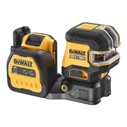 DEWALT 5 Punkt Kreuzlinien-Laser grün (1 x H / 1 x V / Lot oben & unten / 3 x H Punkte) inkl. 18V / 2Ah Akku, kompatibel mit 12V