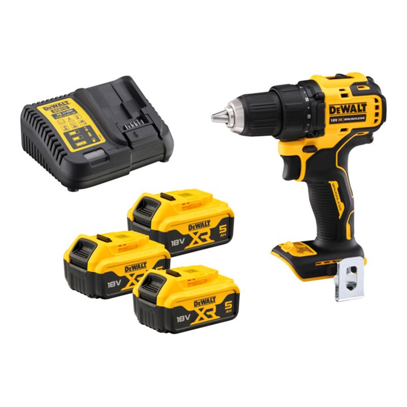DEWALT Akku-Bohrschrauber, 18 Volt (mit 3 Akkus á 5 Ah) DCD708P3T-QW