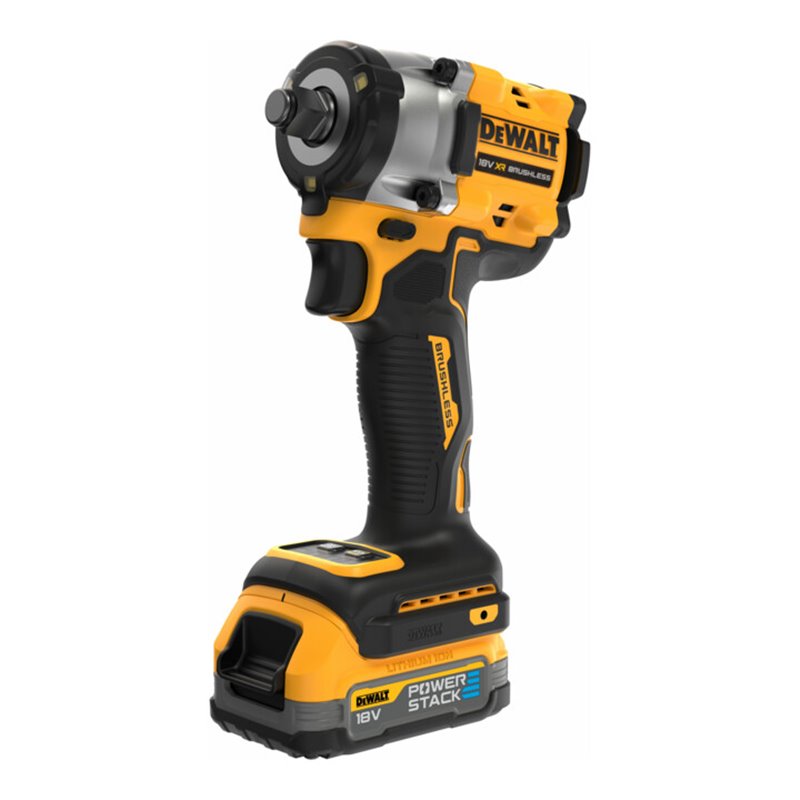 DEWALT 18V XR Akku-Schlagschrauber, 1/2' (bürstenlos), max. 406 Nm, inkl. 2x Powerstack Akku (18 Volt / 1,7 Ah) mit Pouch-Akku T