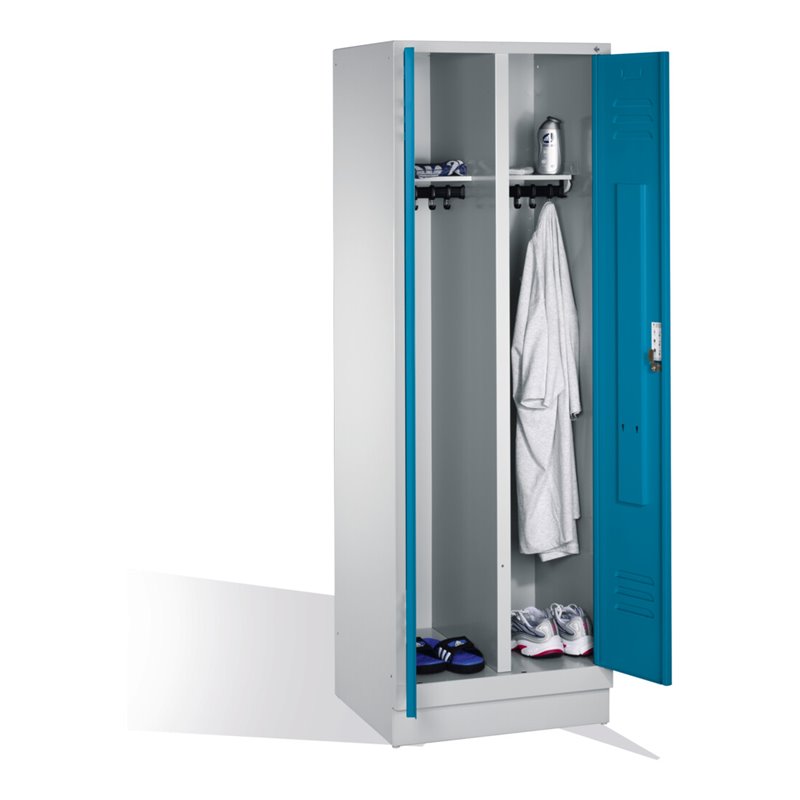 C+P Doppelspind Classic auf Sockel 2 Abteile Front Lichtblau Korpus Lichtgrau