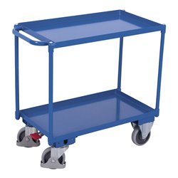 VARIOfit Tischwagen mit 2 Ladeflächen, verschweißte Wannen, Schiebegriff waagerecht