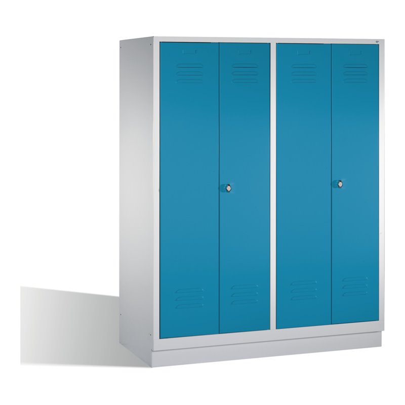 C+P Doppelspind Classic auf Sockel 4 Abteile Front Lichtblau Korpus Lichtgrau