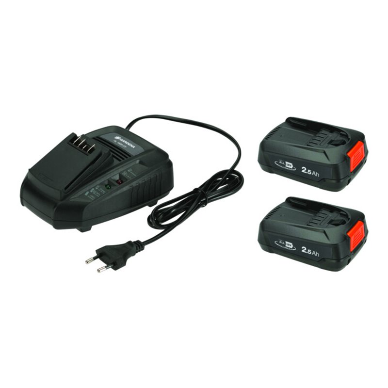 GARDENA Starter-Kit P4A 2 x PBA 18V/45 2,5 Ah + AL 1830 CV