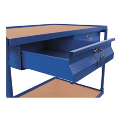 VARIOfit Tischwagen mit 2 Ladeflächen und 2 Schubladen, Schiebegriff waagerecht