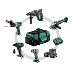 Metabo Akku Combo Set Bauhandwerk 5.1 SB 18 LTX + KH 18 LTX 24 + W 18 L 9-125 Quick + SSW 18 LTX 300 BL + ULA 14.4-18 LED Werkze
