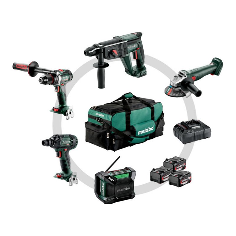 Metabo Akku Combo Set Bauhandwerk 5.2 BS 18 LTX BL + KH 18 LTX 24 + W 18 L 9-125 Quick + SSW 18 LTX 300 BL + R 12-18 DAB BT Werk