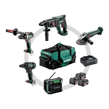 Metabo Akku Combo Set Bauhandwerk 5.2 BS 18 LTX BL + KH 18 LTX 24 + W 18 L 9-125 Quick + SSW 18 LTX 300 BL + R 12-18 DAB BT Werk