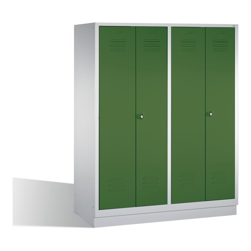 C+P Doppelspind Classic auf Sockel 4 Abteile Front Resedagrün Korpus Lichtgrau