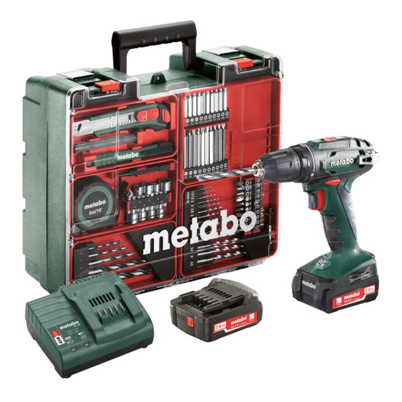 Metabo Akku-Bohrschrauber BS 14.4 Mobile Werkstatt Mobile Werkstatt Kunststoffkoffer 14.4V 2x2Ah Li-Power + SC 30