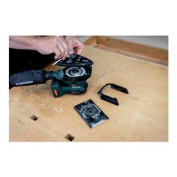 Metabo Akku-Multischleifer PowerMaxx SMA 12 BL mit 100 x 150 mm Schleifplatte metaBOX 215