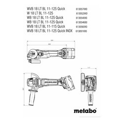 Metabo Akku-Winkelschleifer W 18 LT BL 11-125 mit drehbarem Akkupack Karton