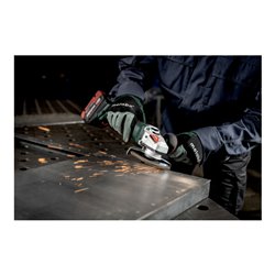 Metabo Akku-Winkelschleifer WVB 18 LT BL 11-115 Quick mit Bremse, Drehzahlregelung, Schnellspannmutter, drehbarem Akkupack metaB