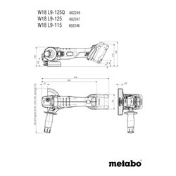 Metabo Akku-Winkelschleifer W 18 L 9-125 Quick mit Schnellspannmutter metaBOX 165 L