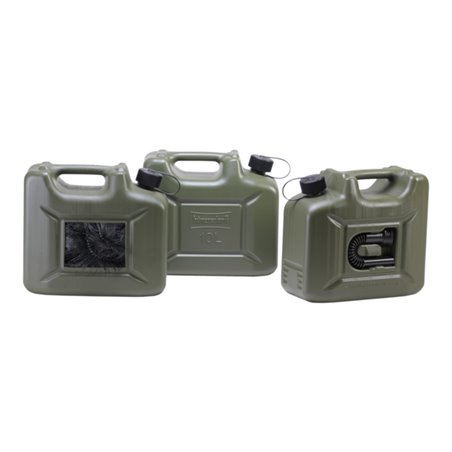Hünersdorff Kraftstoff-Kanister PROFI EXPLO-SAFE 10L oliv,UN-Zulassung,HDPE,schwarzes Zubehör