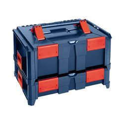 Hünersdorff BoxOnBox M Werkzeugkoffer aus ABS dunkelblau/rot, Innenmaße 300x400x150 mm