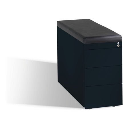 C+P Rollcontainer SmallAsisto H570xB330xT800mm, mit Sitzkissen, schwarzgrau, 34kg