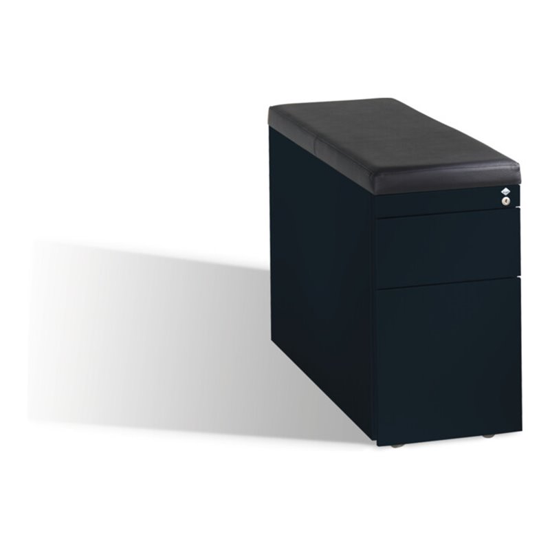 C+P Rollcontainer SmallAsisto H570xB330xT800mm, mit Sitzkissen, schwarzgrau, 33kg