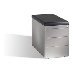 C+P Rollcontainer Asisto H570xB430xT800mm, mit Sitzkissen, weißaluminium, 37kg