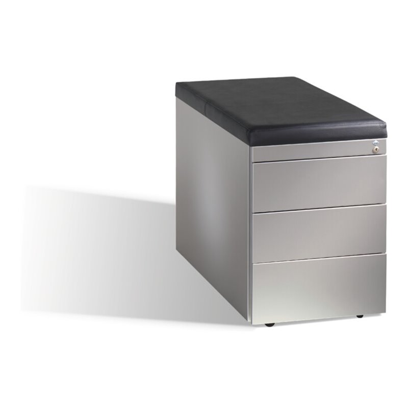 C+P Rollcontainer Asisto H570xB430xT800mm, mit Sitzkissen, weißaluminium, 37kg