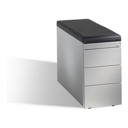 C+P Rollcontainer SmallAsisto H570xB330xT800mm, mit Sitzkissen, weißaluminium, 34kg