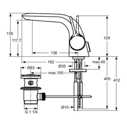 IDS Einhebel-Waschtischarmatur MELANGE mit Zugknopf-Ablaufgarnitur chrom