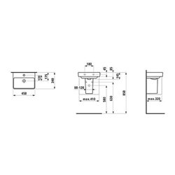 Laufen Handwaschbecken LAUFEN PRO S 450x340mm m ÜL 1 HL-Ausf. weiß