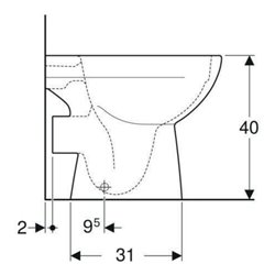 Geberit Stand-WC, Tiefspüler Renova Ab. hor, teilgeschl. F., rimfr., manhatt