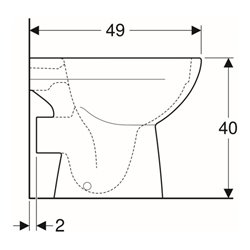 Geberit Stand-WC, Tiefspüler Renova Ab. hor, teilgeschl. F., rimfr., manhatt