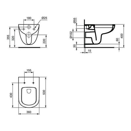 IDS Wand-WC-Kombipaket EUROVIT PLUS 360x530x350mm, ohne Spülrand weiß
