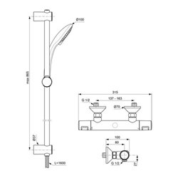 IDS Brausekombination CERATHERM m CeraTherm T25 Brausetherm. 900mm chrom