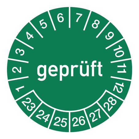 Mehrjahresprüfplakette D.15mm gepr.2023-2028 Folie