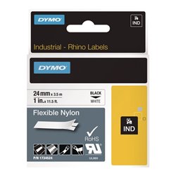 Schriftband Band-B.24mm Band-L.3,5m flexibles Nylonband schwarz auf weiß DYMO