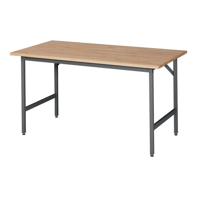Arbeitstisch B1500xT800xH800-850mm Arbeitsplatte Buche Gestell anthr.-metallic