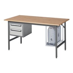 Arbeitstisch B1500xT800xH800-850mm Arbeitsplatte Buche Gestell anthr.-metallic