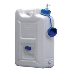 Wasserkanister 22l HDPE m.Ablasshahn+Pumpspender H495x165xT350mm HÜNERSDORFF