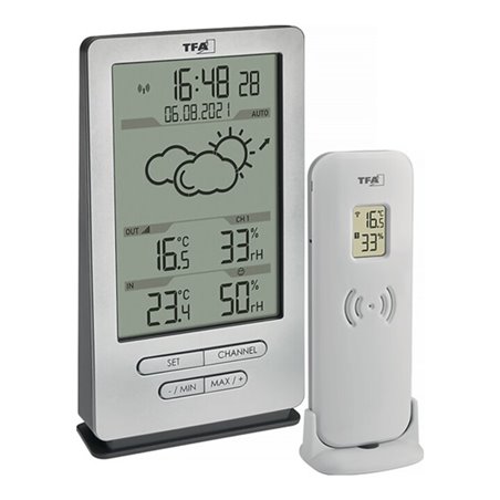 Funkwetterstation XENA H145xB82xT47mm silber Ku.f.innen/außen TFA