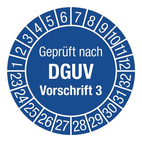 Mehrjahresprüfplakette D.30mm Geprüft n.DGUV3 23-32 Folie