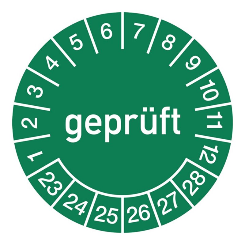 Mehrjahresprüfplakette D.30mm gepr.2023-2028 Folie