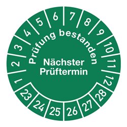 Mehrjahresprüfplakette D.30mm Prüfung bestanden 23-28 Folie