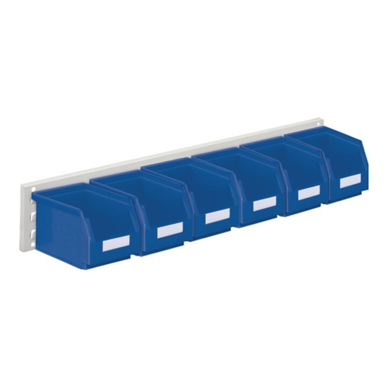 Sichtlagerkastenset H140xB920xT250mm Stahlblech/Polyethylen Ku.blau 6xGr.6