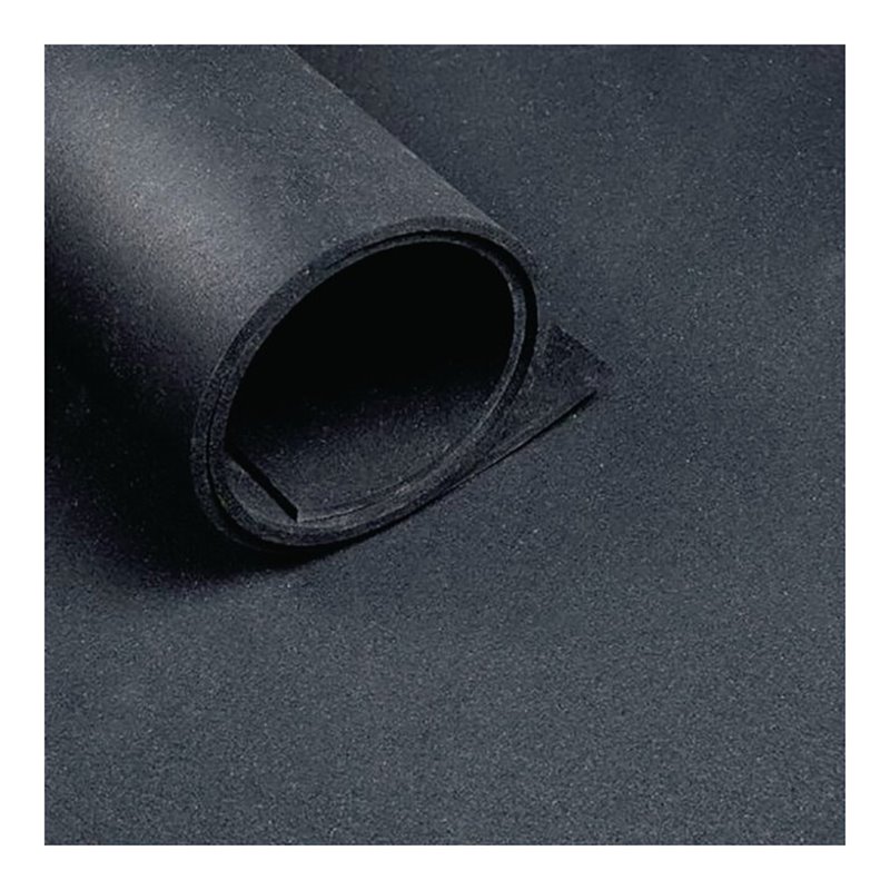 Sportbodenbelag B.1,25m L.10m D.6mm schwarz NR/SBR o.Gewebeeinlage