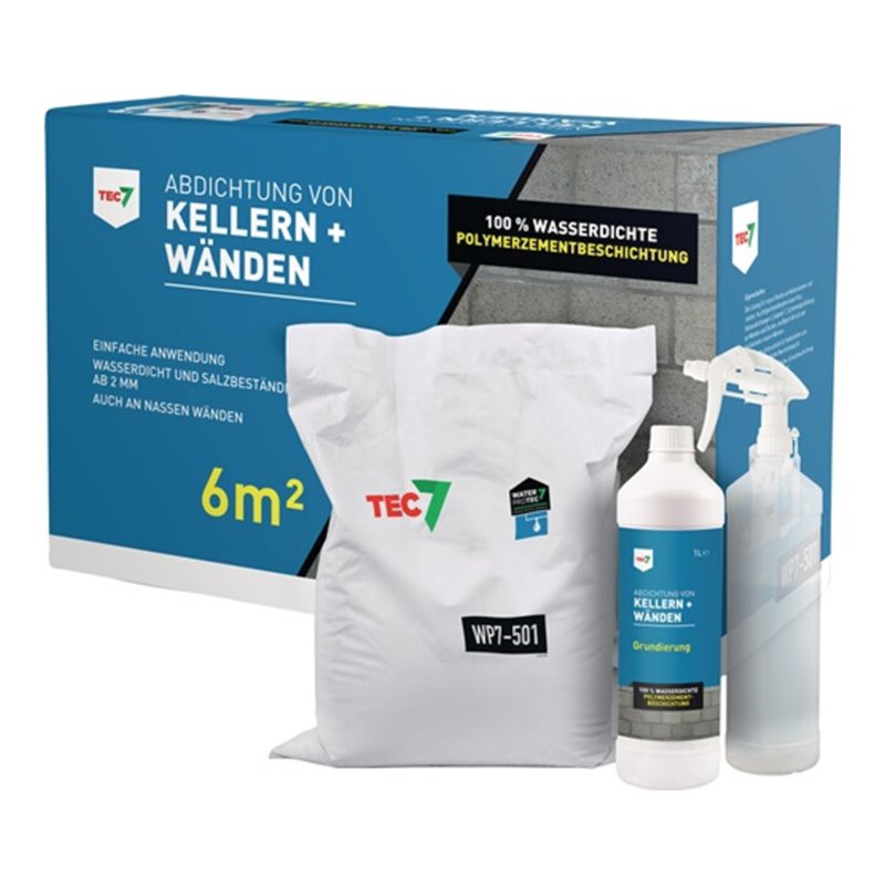 Abdichtung Keller u.Wände WP7-501 10kg Beutel/1L Grundierung/1 Zerstäuber Krt.