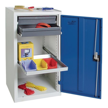 Werkzeug-/Beistellschrank H1000xB500xT500mm 2Schubladen,1 BD grau/blau STUMPF