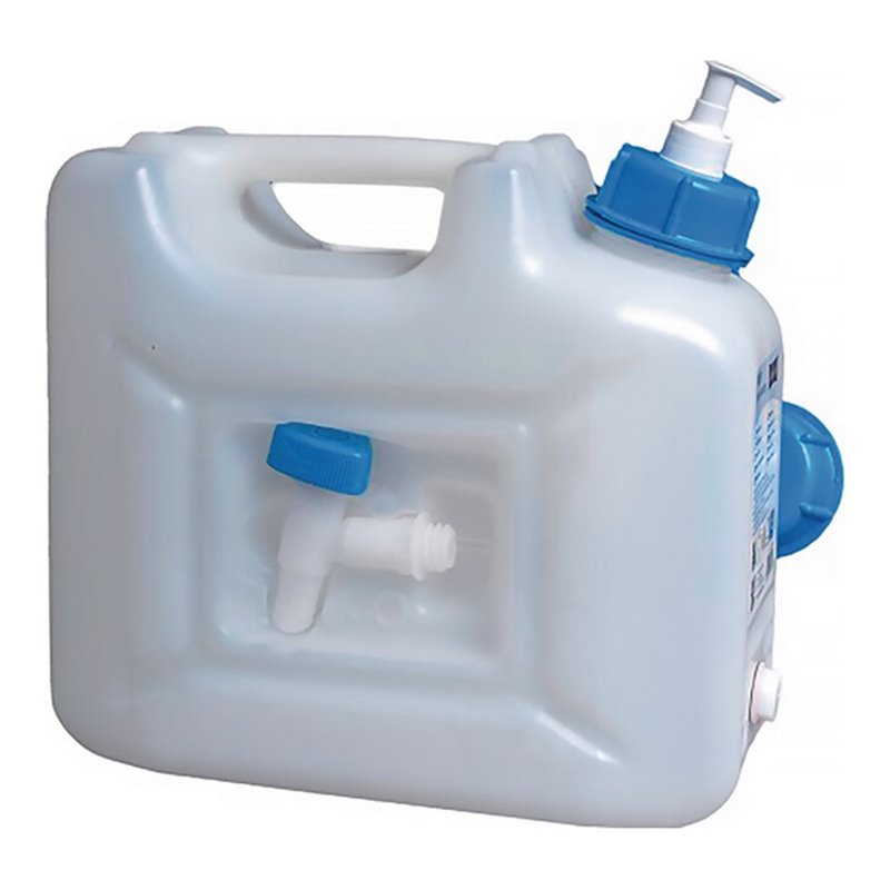Wasserkanister 12l HDPE m.Ablasshahn+Pumpspender H310x165xT350mm HÜNERSDORFF